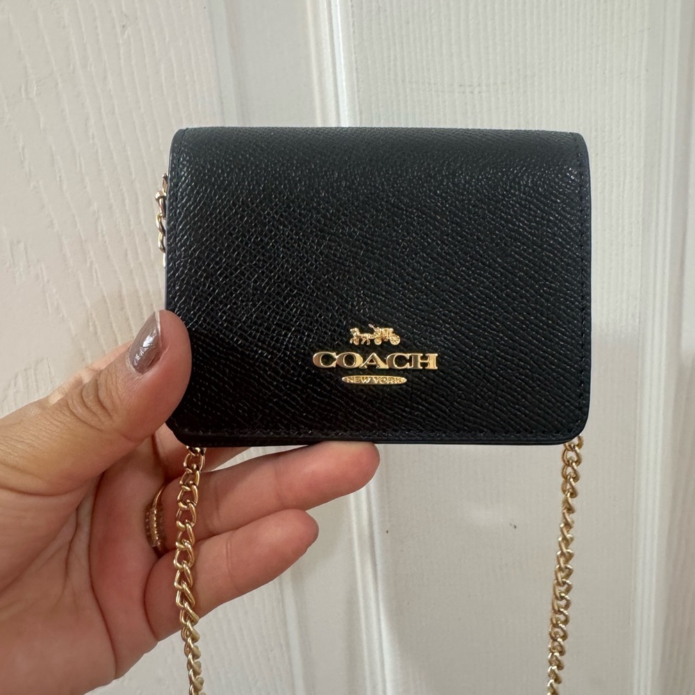 Coach Black Mini Bag with Gold Chain